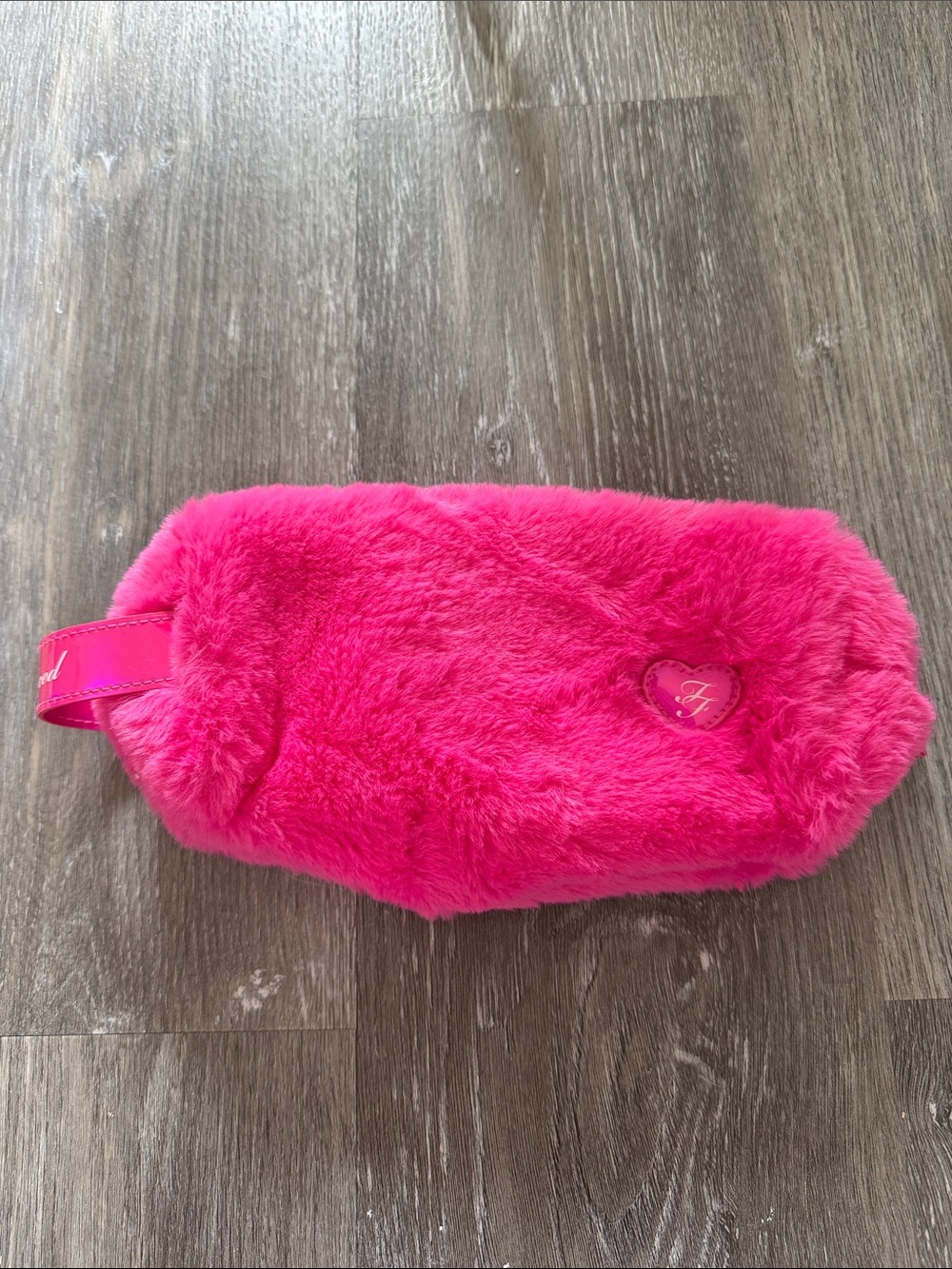 Too Faced Hot Pink Faux Fur Travel Pouch